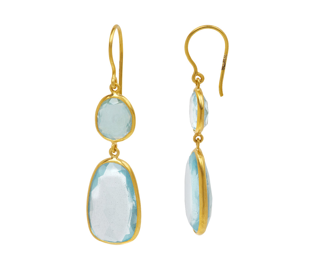 Aquamarine Cerulean Double Drop Earrings