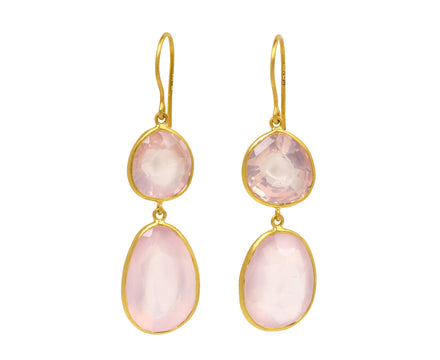 Kunzite and Rose Quartz Pink Agra Earrings