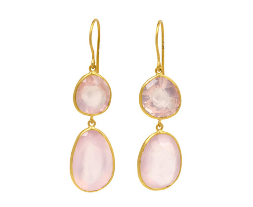 Kunzite and Rose Quartz Pink Agra Earrings
