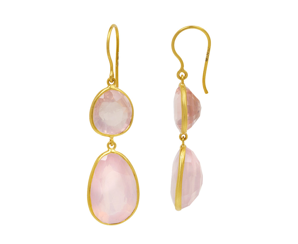 Kunzite and Rose Quartz Pink Agra Earrings