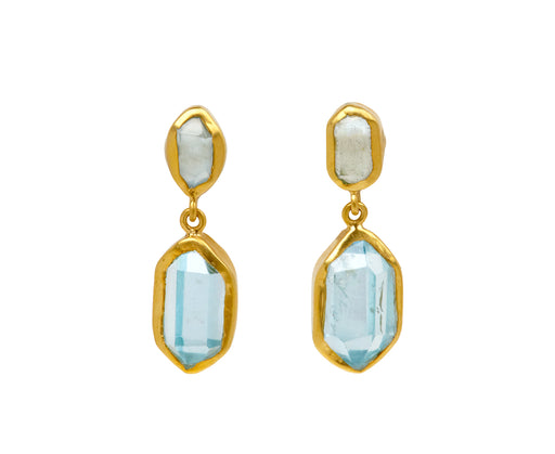 Aquamarine Cerulean Double Drop Earrings