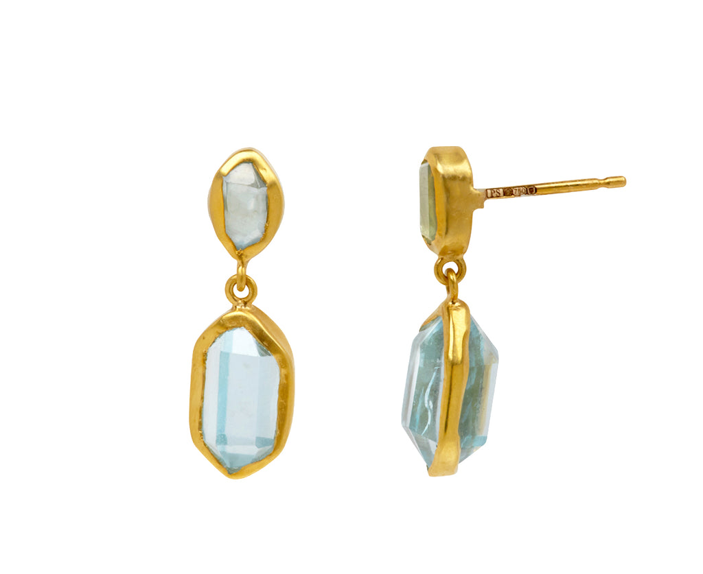 Aquamarine Cerulean Double Drop Earrings