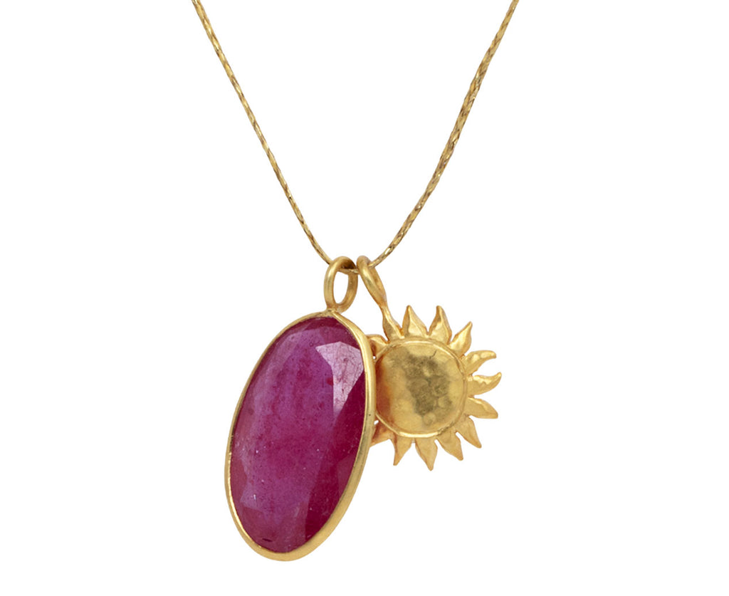 Ruby Garden of Eden Sun Amulet Necklace