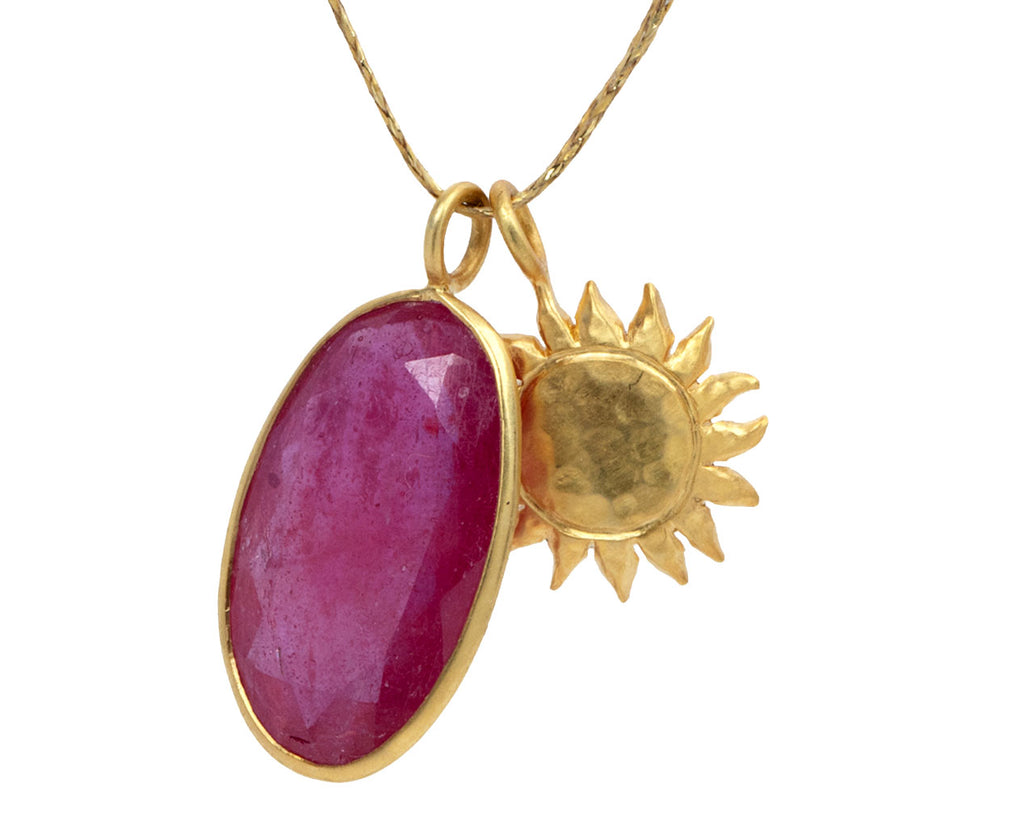 Ruby Garden of Eden Sun Amulet Necklace