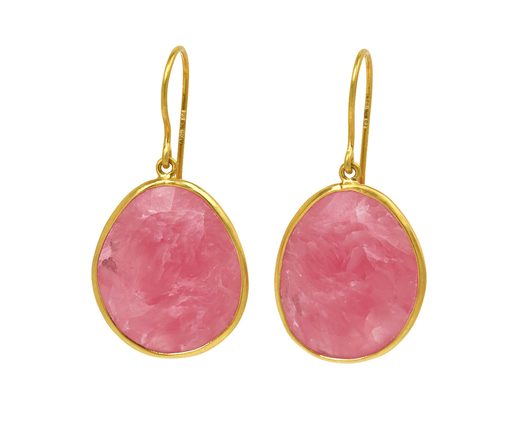 Large Rhodochrosite Anemone Single Drop Earrings