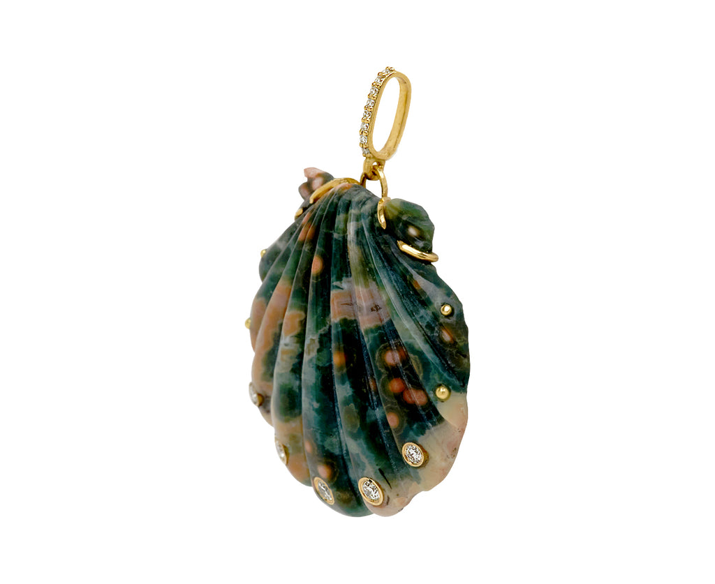 Ocean Jasper and Diamond Scallop Shell Pendant ONLY