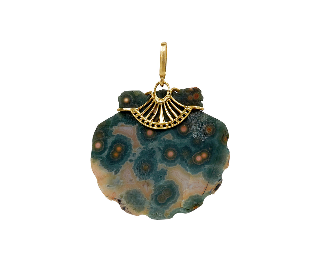 Ocean Jasper and Diamond Scallop Shell Pendant ONLY