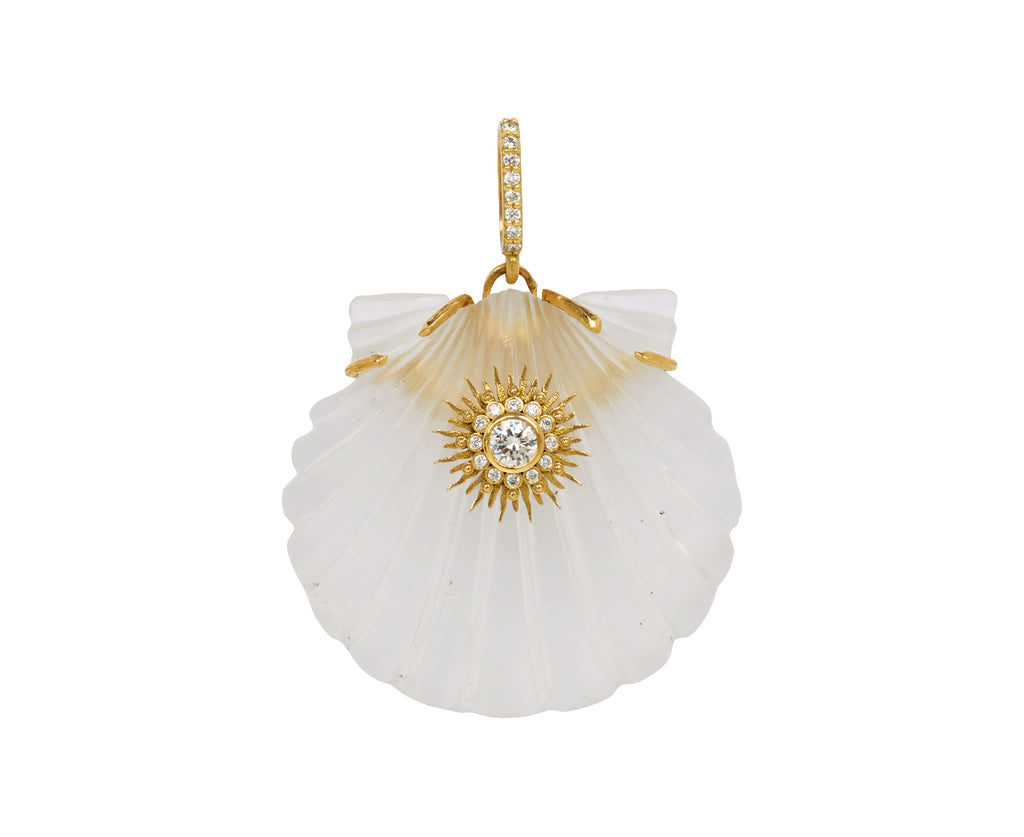 White Rock Crystal and Diamond Sunburst Shell Pendant ONLY