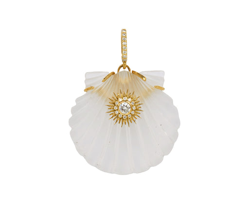 White Rock Crystal and Diamond Sunburst Shell Pendant ONLY