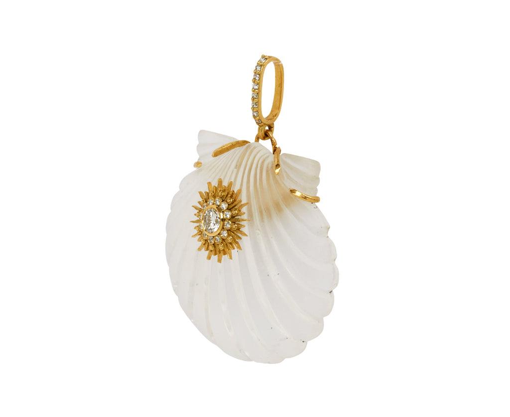 White Rock Crystal and Diamond Sunburst Shell Pendant ONLY