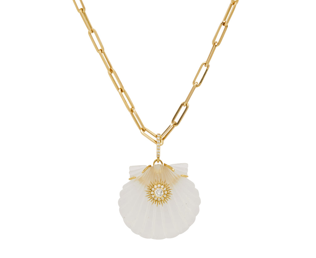 White Rock Crystal and Diamond Sunburst Shell Pendant ONLY