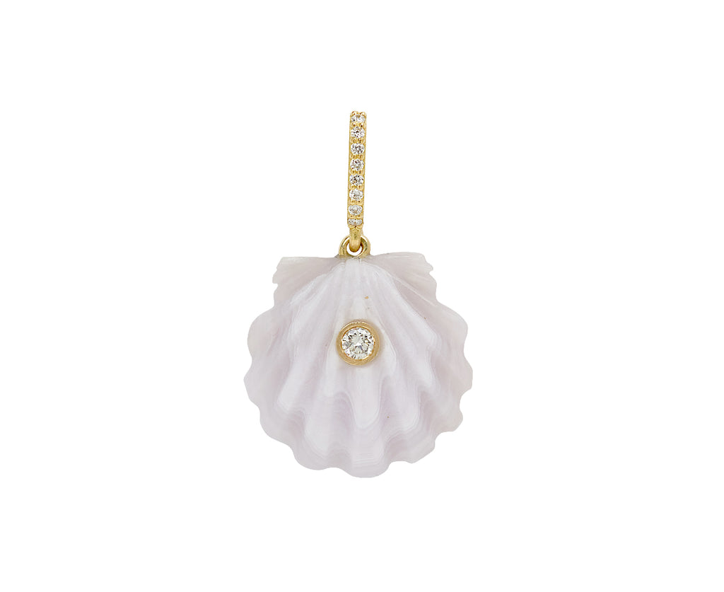 Small Pale Lavender Agate Shell Pendant ONLY