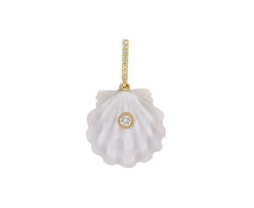 Small Pale Lavender Agate Shell Pendant ONLY