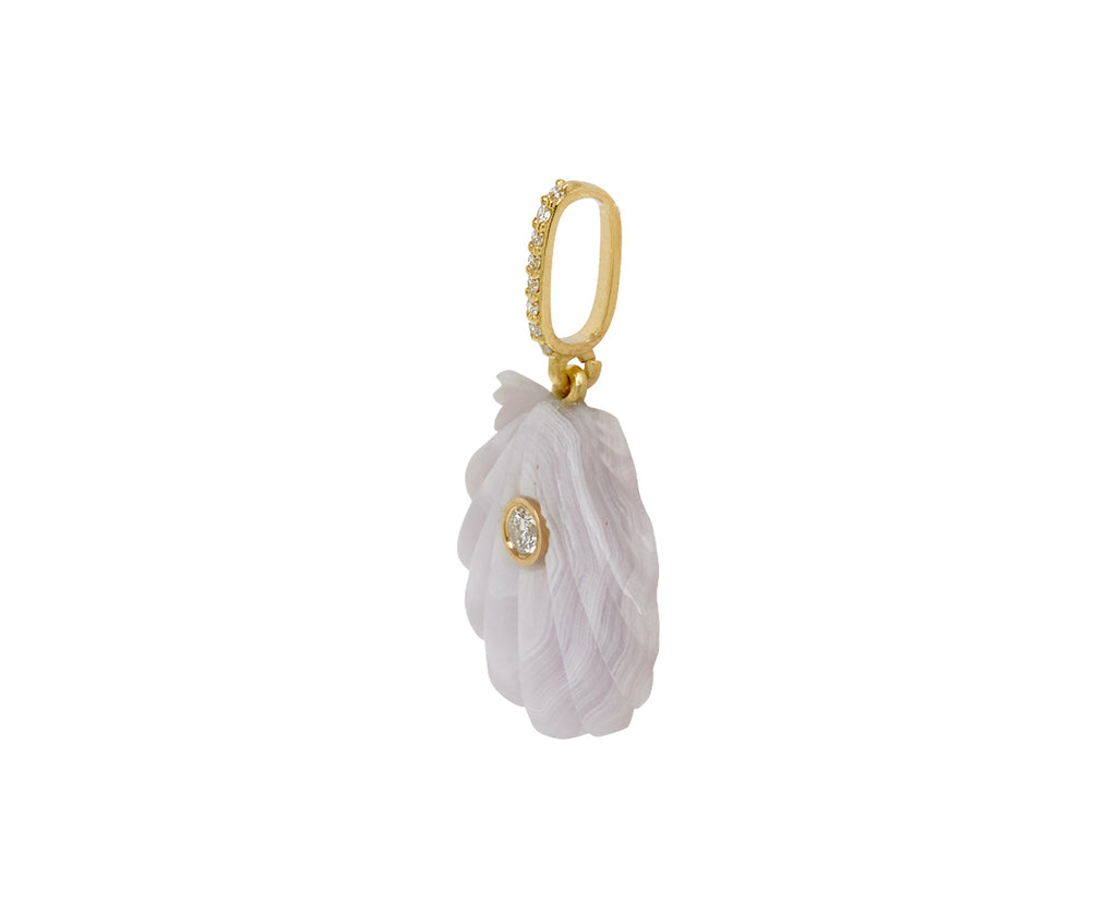 Small Pale Lavender Agate Shell Pendant ONLY