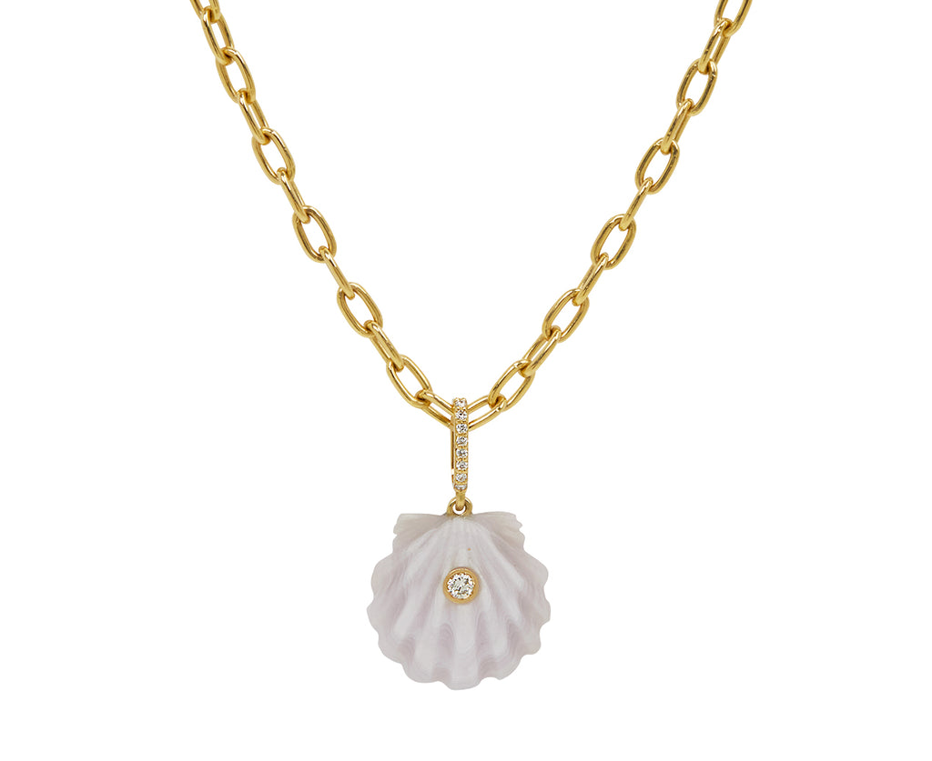 Small Pale Lavender Agate Shell Pendant ONLY