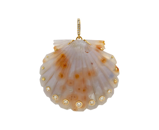 Ocean Jasper and Diamond Scallop Shell Pendant ONLY