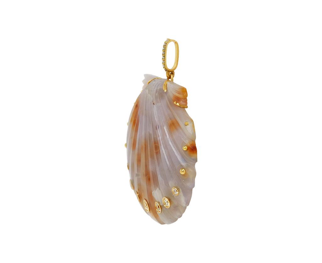 Ocean Jasper and Diamond Scallop Shell Pendant ONLY