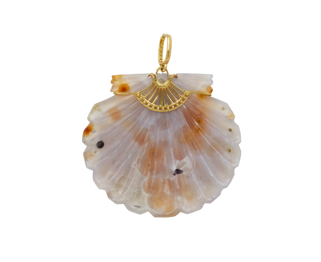 Ocean Jasper and Diamond Scallop Shell Pendant ONLY
