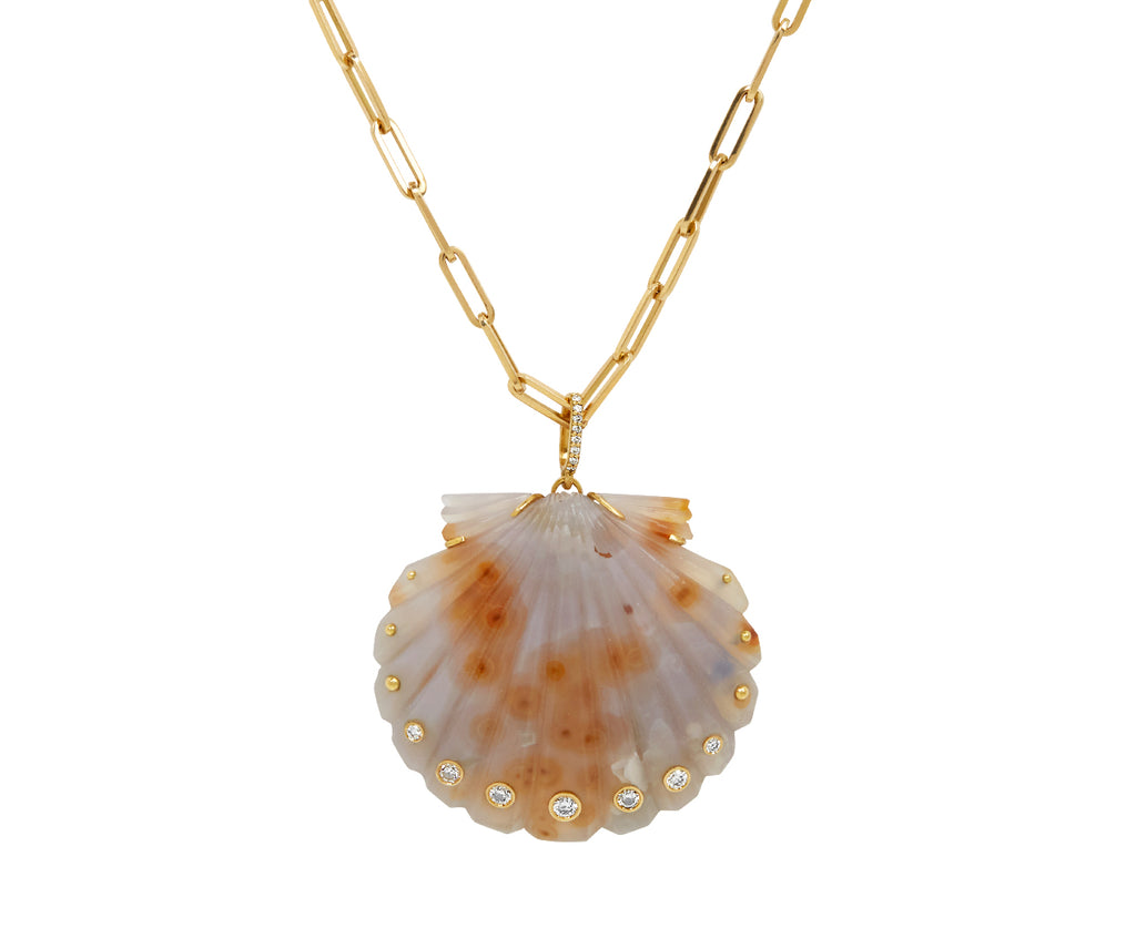 Ocean Jasper and Diamond Scallop Shell Pendant ONLY