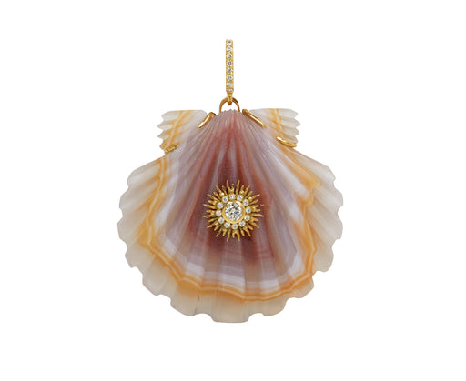Laguna Agate and Diamond Scallop Shell Pendant ONLY