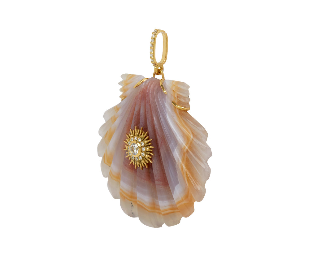 Laguna Agate and Diamond Scallop Shell Pendant ONLY