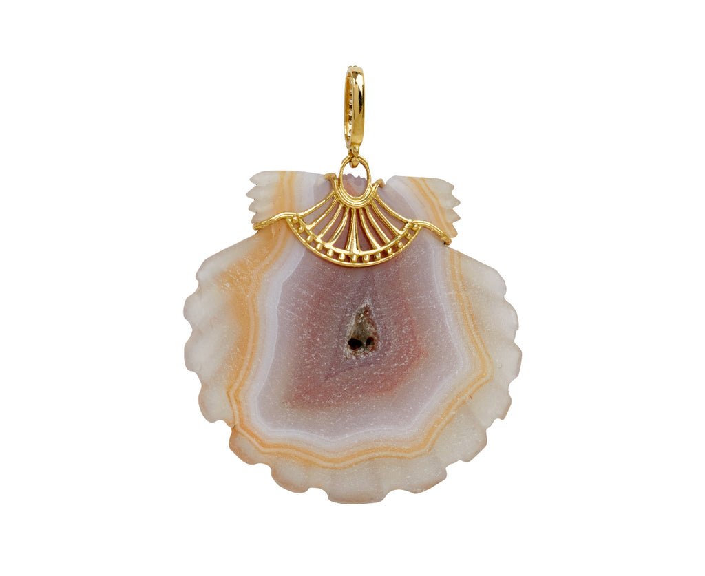 Laguna Agate and Diamond Scallop Shell Pendant ONLY