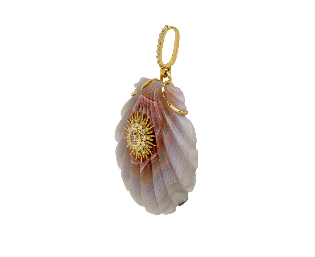Laguna Agate and Diamond Sunburst Scallop Shell Pendant ONLY