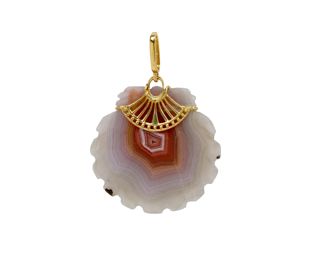 Laguna Agate and Diamond Sunburst Scallop Shell Pendant ONLY
