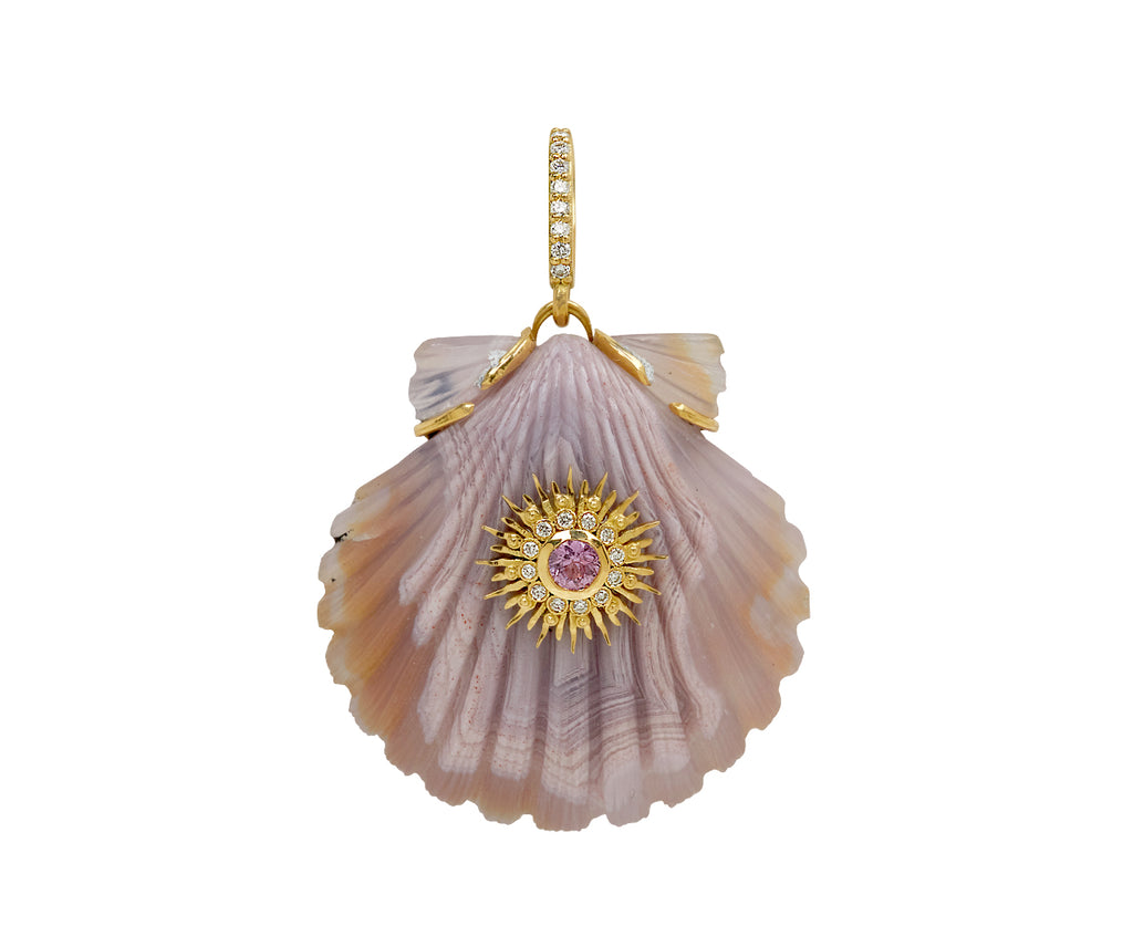 Laguna Agate and Pink Sapphire Sunburst Pendant ONLY