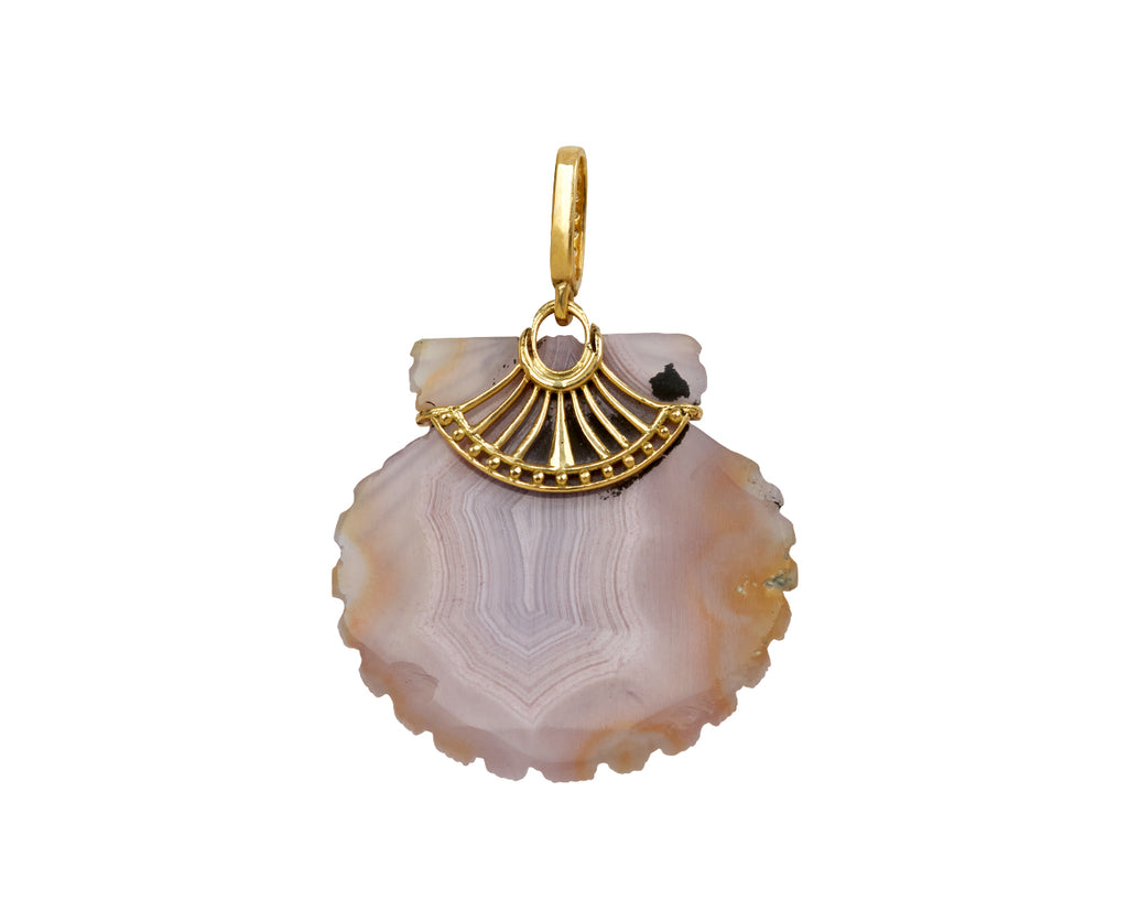 Laguna Agate and Pink Sapphire Sunburst Pendant ONLY