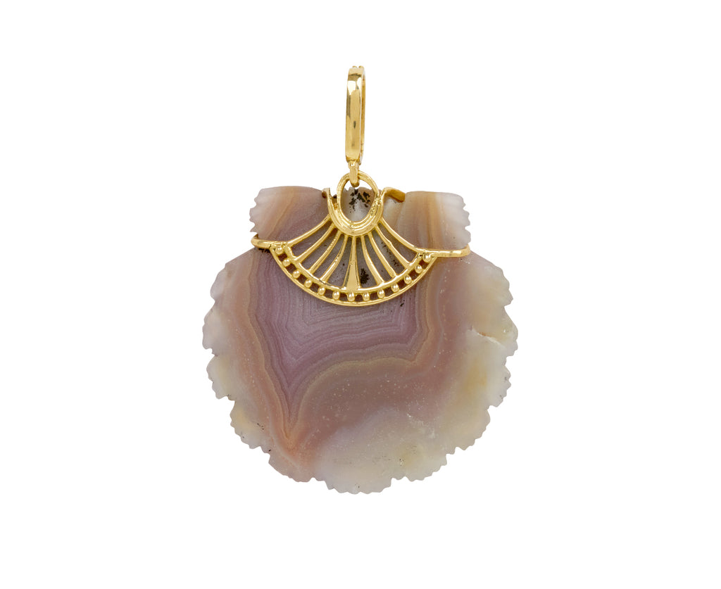 Purple and Tan Agate and Diamond Scallop Pendant ONLY