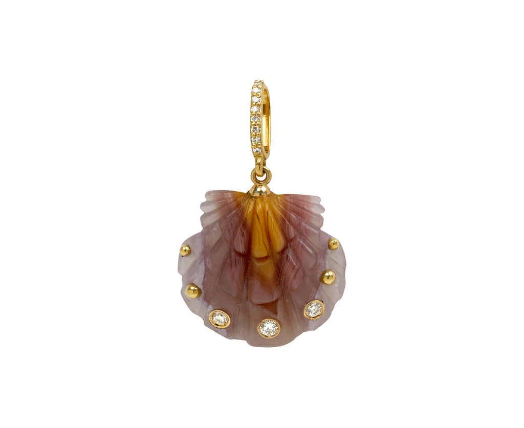 Purple Laguna Agate and Diamond Scallop Shell Pendant ONLY