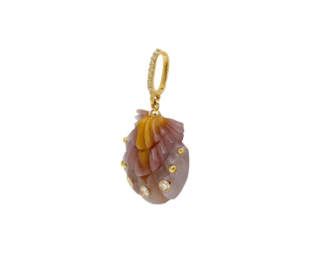 Purple Laguna Agate and Diamond Scallop Shell Pendant ONLY