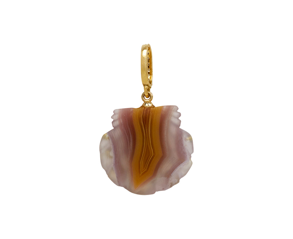 Purple Laguna Agate and Diamond Scallop Shell Pendant ONLY