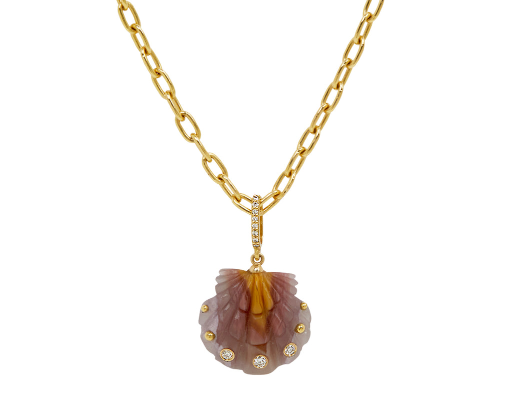 Purple Laguna Agate and Diamond Scallop Shell Pendant ONLY