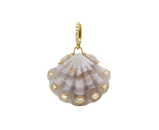 Laguna Agate and Diamond Scallop Shell Pendant ONLY