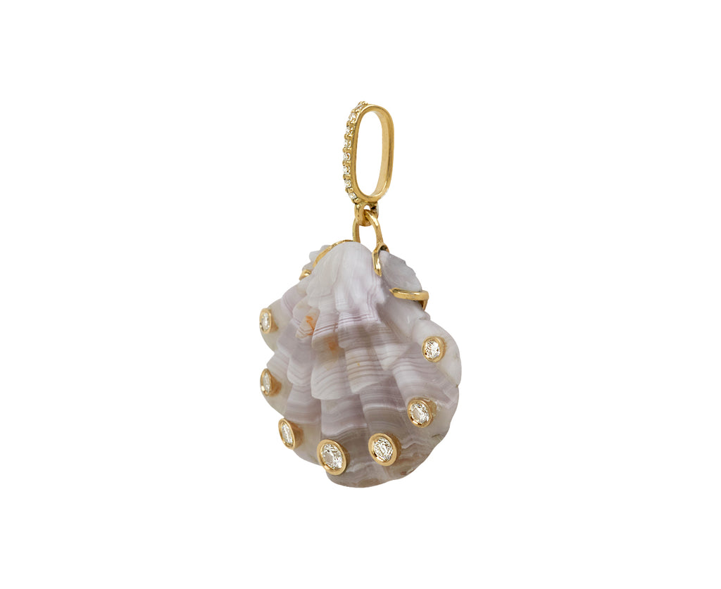 Laguna Agate and Diamond Scallop Shell Pendant ONLY