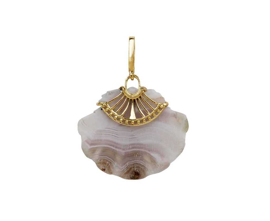 Laguna Agate and Diamond Scallop Shell Pendant ONLY