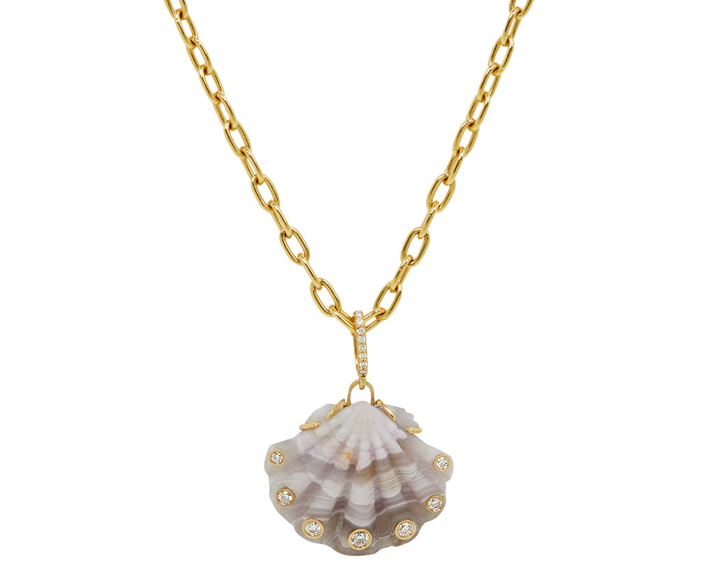 Laguna Agate and Diamond Scallop Shell Pendant ONLY
