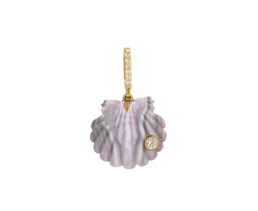 Small Lavender Agate and Diamond Scallop Pendant ONLY