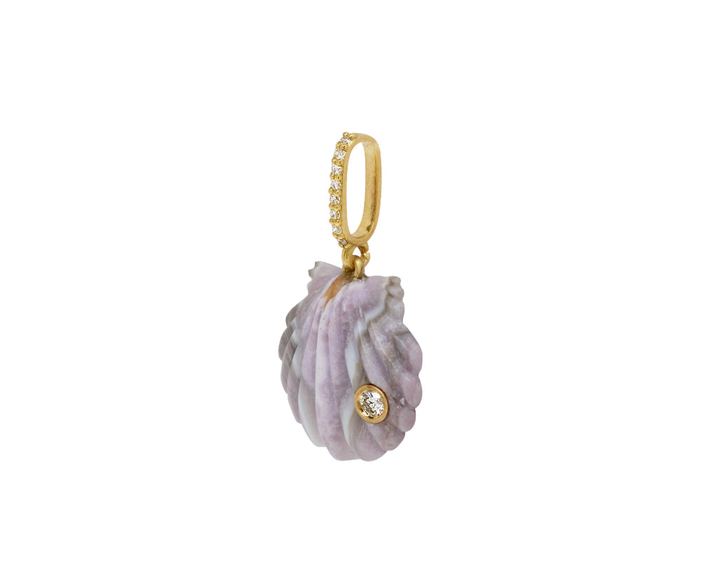Small Lavender Agate and Diamond Scallop Pendant ONLY
