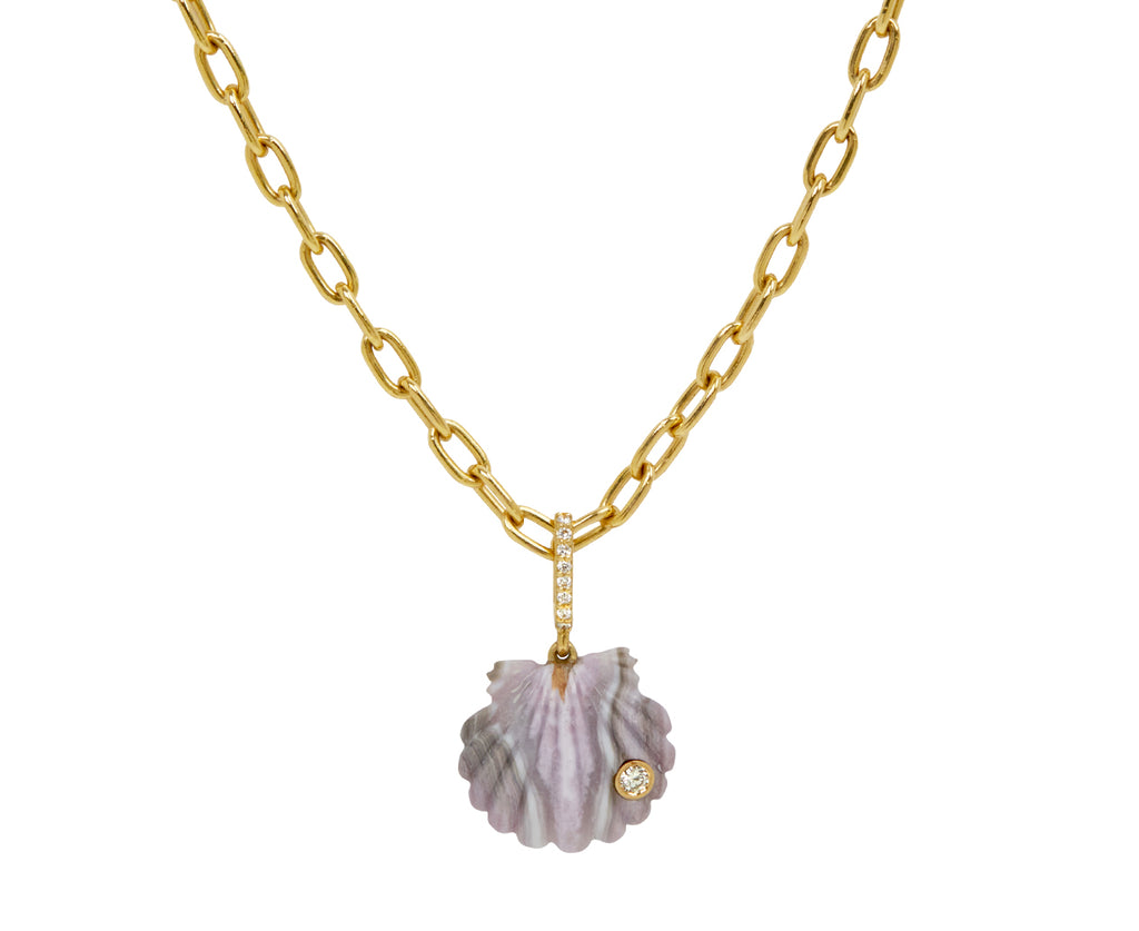 Small Lavender Agate and Diamond Scallop Pendant ONLY