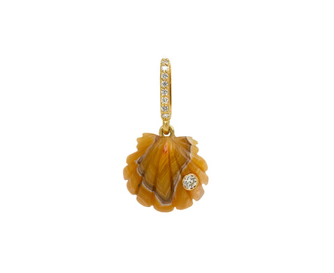 Small Laguna Agate and Diamond Scallop Shell Pendant ONLY