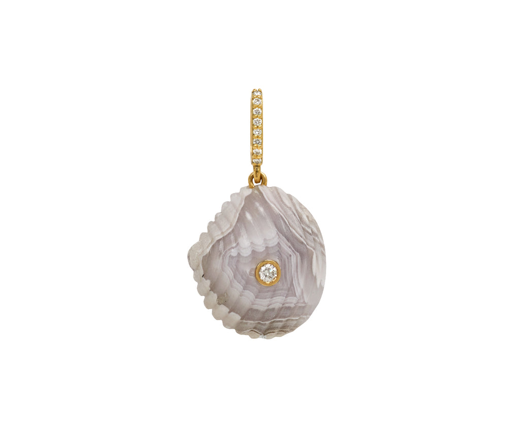 Small Lavender Agate and Diamond Shell Pendant ONLY