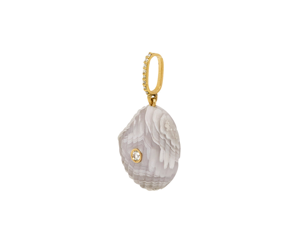 Small Lavender Agate and Diamond Shell Pendant ONLY