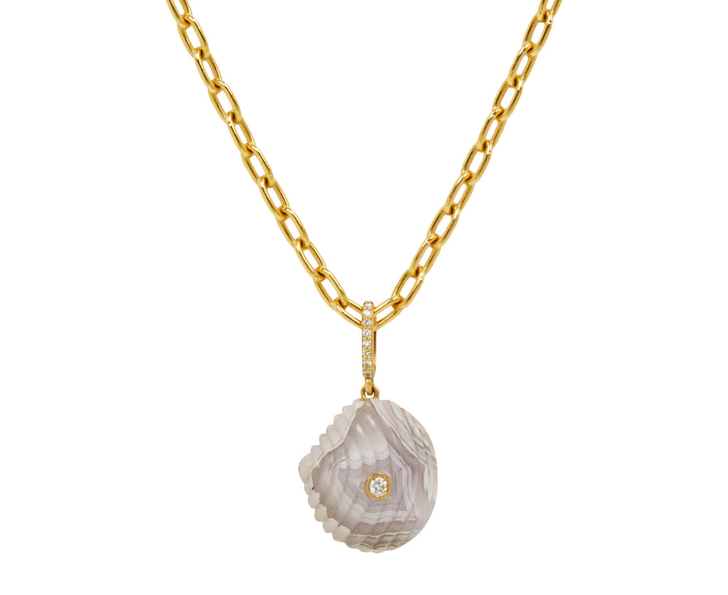 Small Lavender Agate and Diamond Shell Pendant ONLY