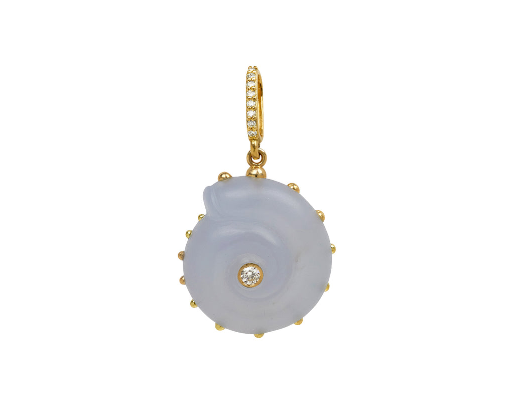 Blue Chalcedony and Diamond Shell Pendant ONLY
