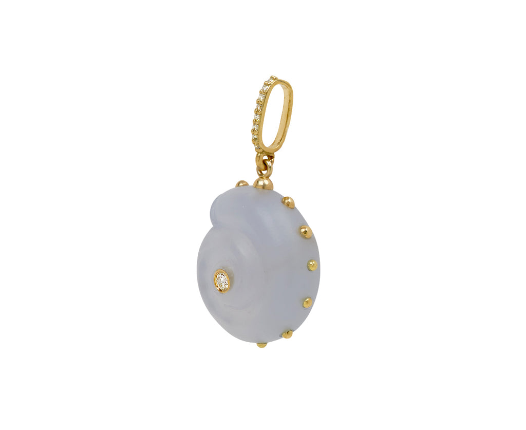 Blue Chalcedony and Diamond Shell Pendant ONLY