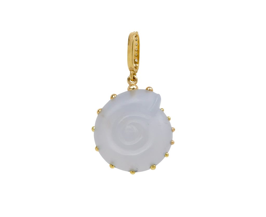 Blue Chalcedony and Diamond Shell Pendant ONLY