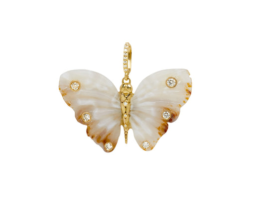 Sophie Gardner White Laguna Agate and Diamond Butterfly Pendant ONLY